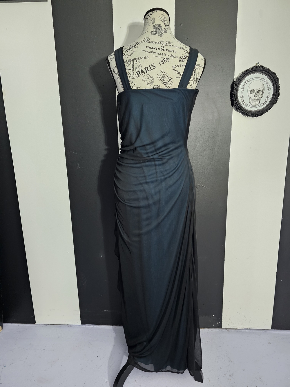Teal Floral whimsigoth Dress - Picture 3 of 4
